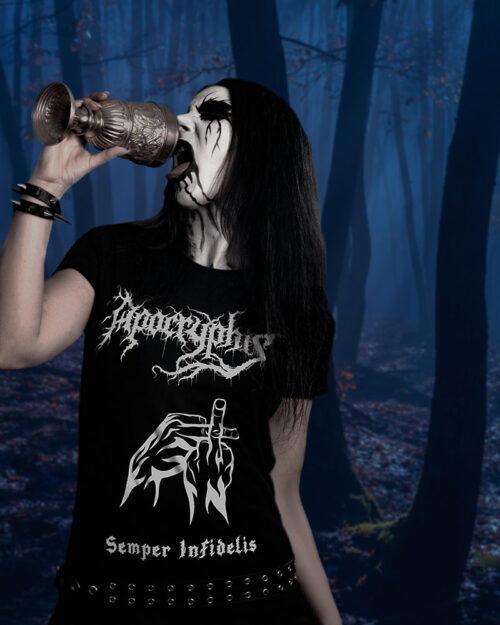 Apocryphis Black Metal T-shirt - “Semper Infidelis” - Black - Women’s