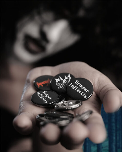 Apocryphis Black Metal Combo Brooches - Pack of 3 Pieces - Logo, Symbol and Motto